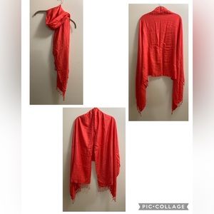 Lafayette Accessories Coral Shawl Wrap Scarf Sarong Swimsuit Coverup Summer